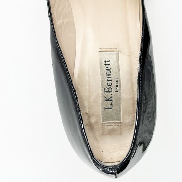 L.K. Bennett Patent Stilletto Pump Heels Black 39 / 9 - Picture 6 of 11